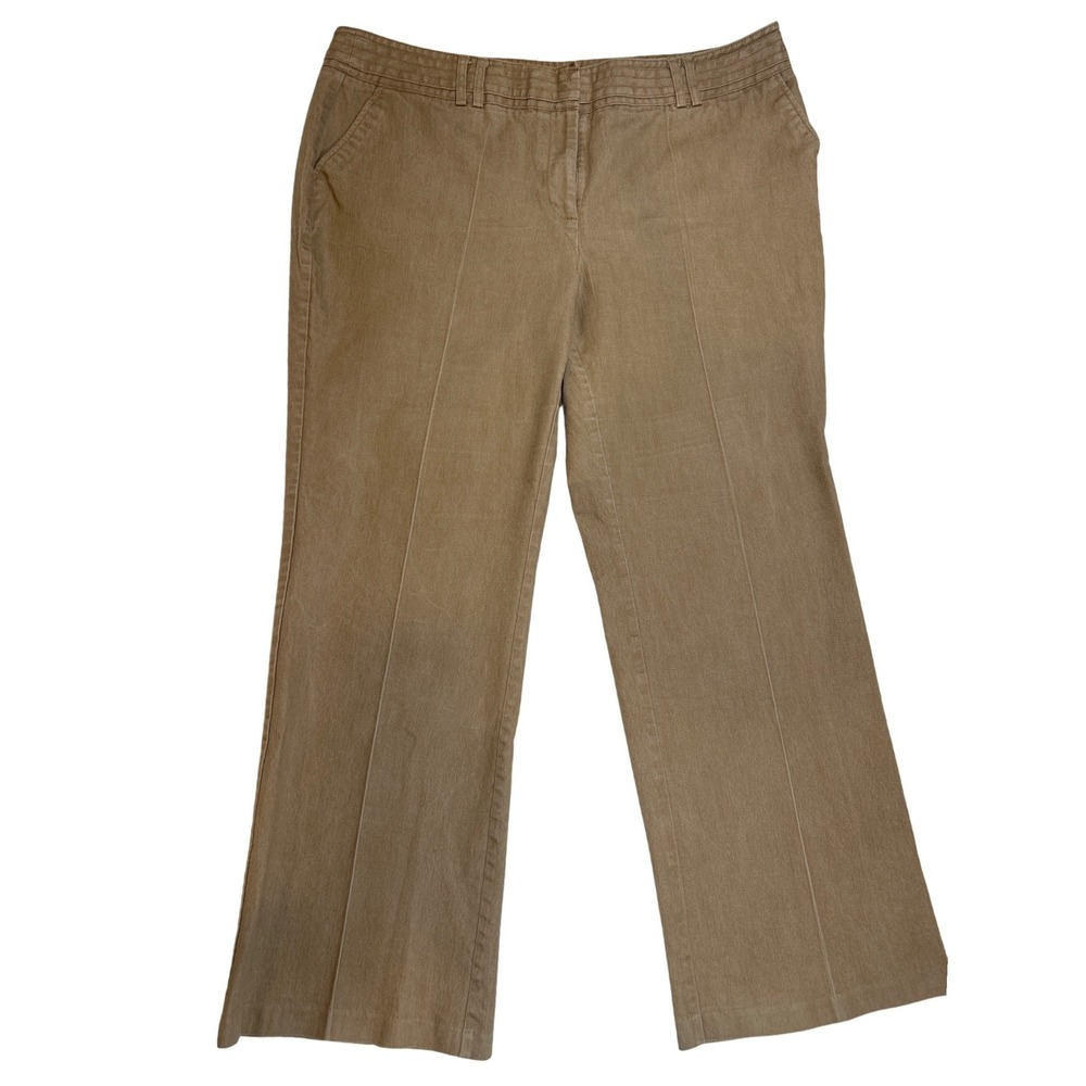 Dressbarn Woman Brown Wide Leg Trousers Size 18 Cotton Blend Stretch Work Pants